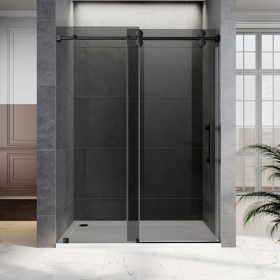 Horizon Frameless Sliding Door, 56–60″ W × 80″ H, Gray Glass, photo 5