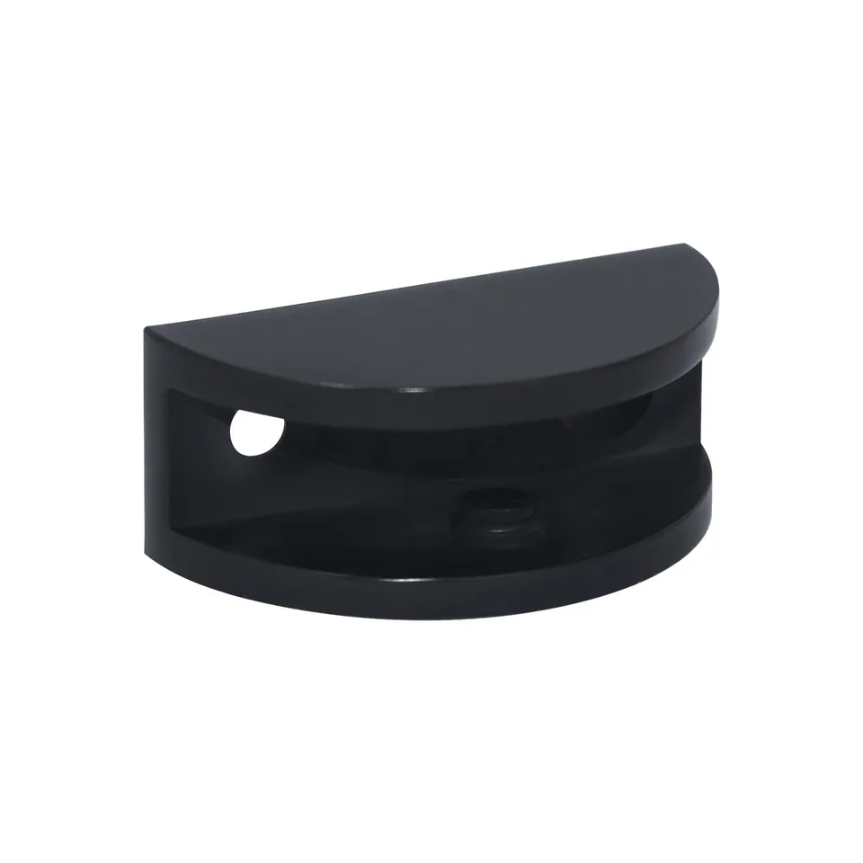Round Shower Shelf Clamp, Matte Black