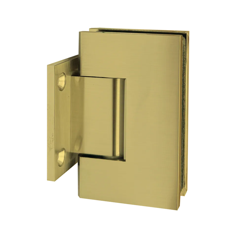 Quadra Hinge, Wall Mount Short Plate 90°, Satin Brass