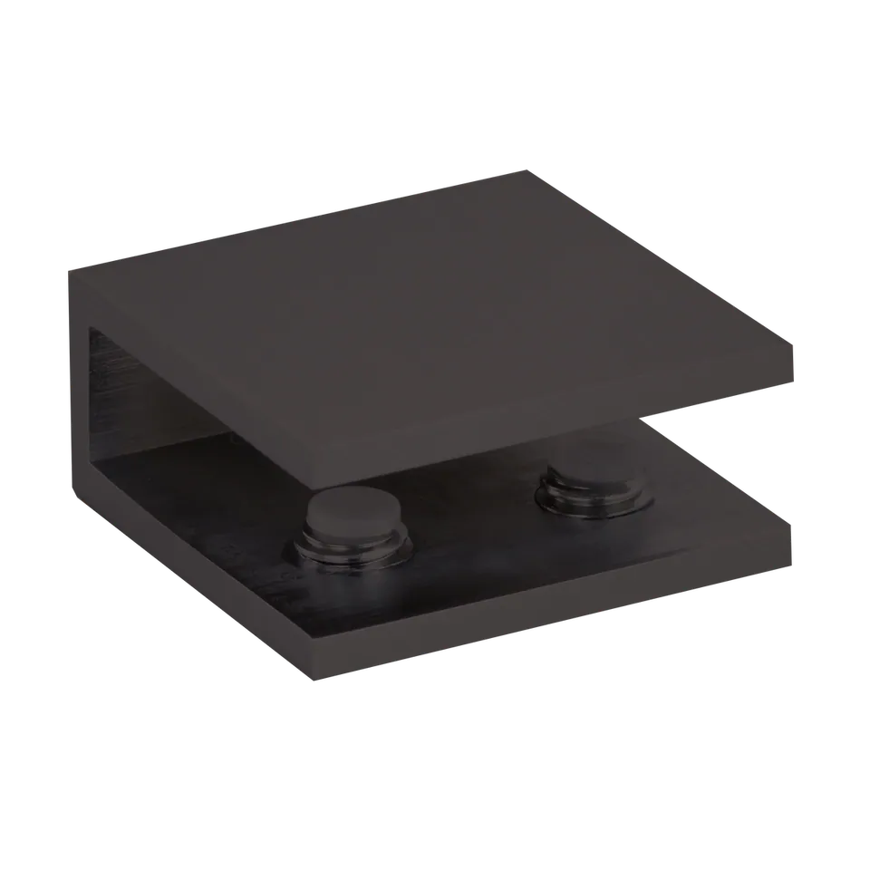 Quadra No-Drill Glass Clamp, 51 × 51 mm, Matte Black