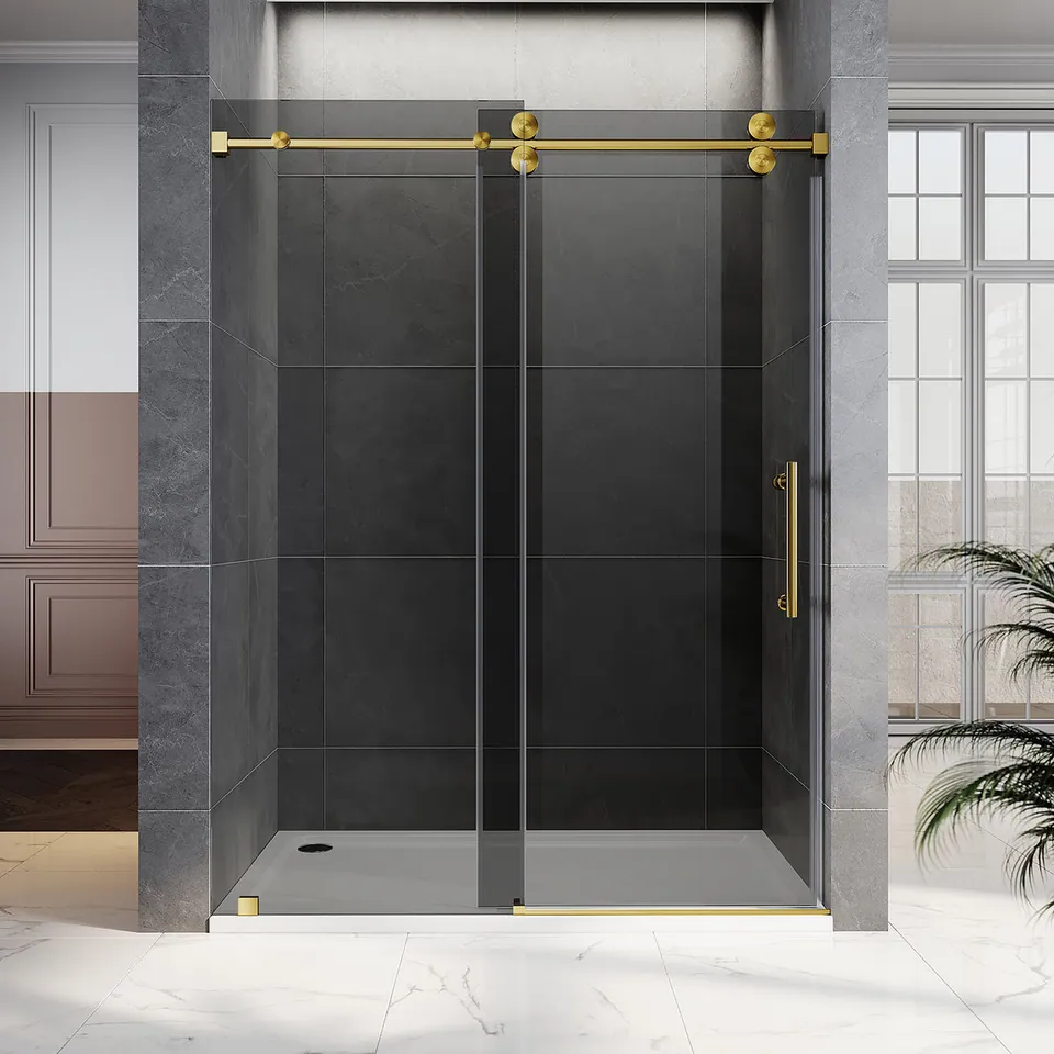 Horizon Frameless Sliding Door, 56–60″ W × 80″ H, Gray Glass, photo 6