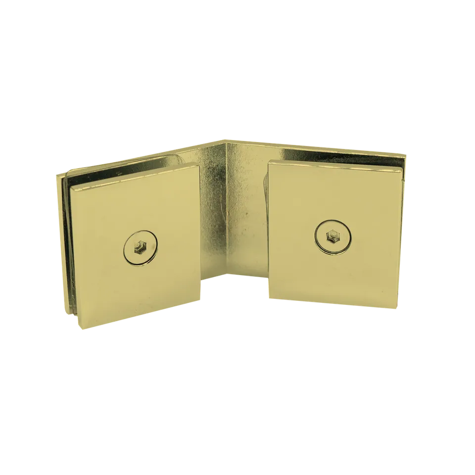 Quadra Glass-to-Glass Clamp 135°, Satin Brass