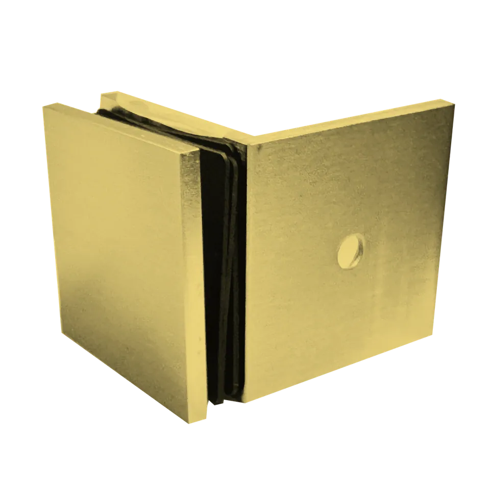 Quadra Fixed Panel Clamp, 51 × 51 mm, Satin Brass