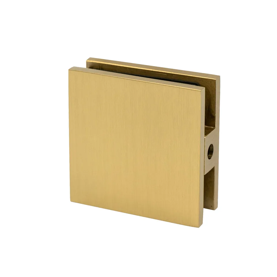 Quadra Glass Clamp, 51 × 51 mm, Satin Brass